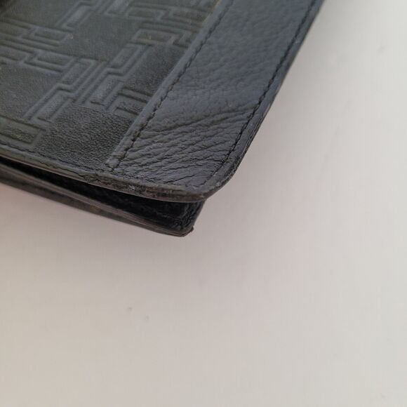 Dunhill Signature Designer Check Card Holder Wallet Solid Black Long Bifold Logo - Picture 11 of 12